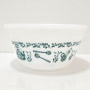 Vintage Federal Milk Glass Scandinavian Turquoise American Homestead Mixing Bowl